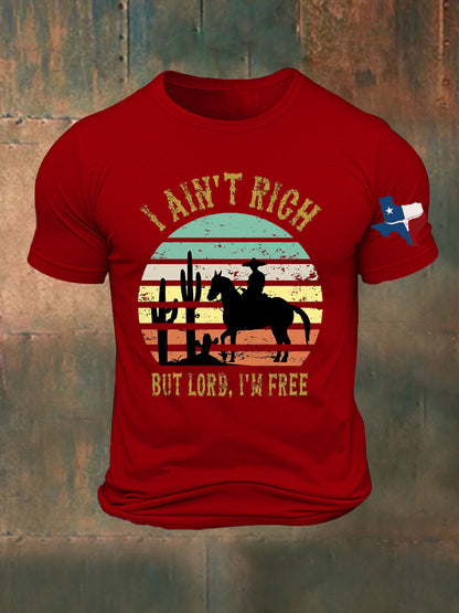 Men's I Ain't Rich But Lord I'm Free Printed T-shirt