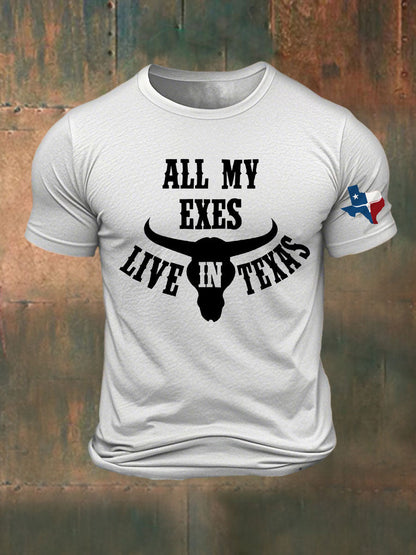 Men's All My Ex's Live In Texas Printed T-shirt