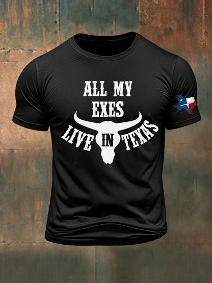 Men's All My Ex's Live In Texas Printed T-shirt