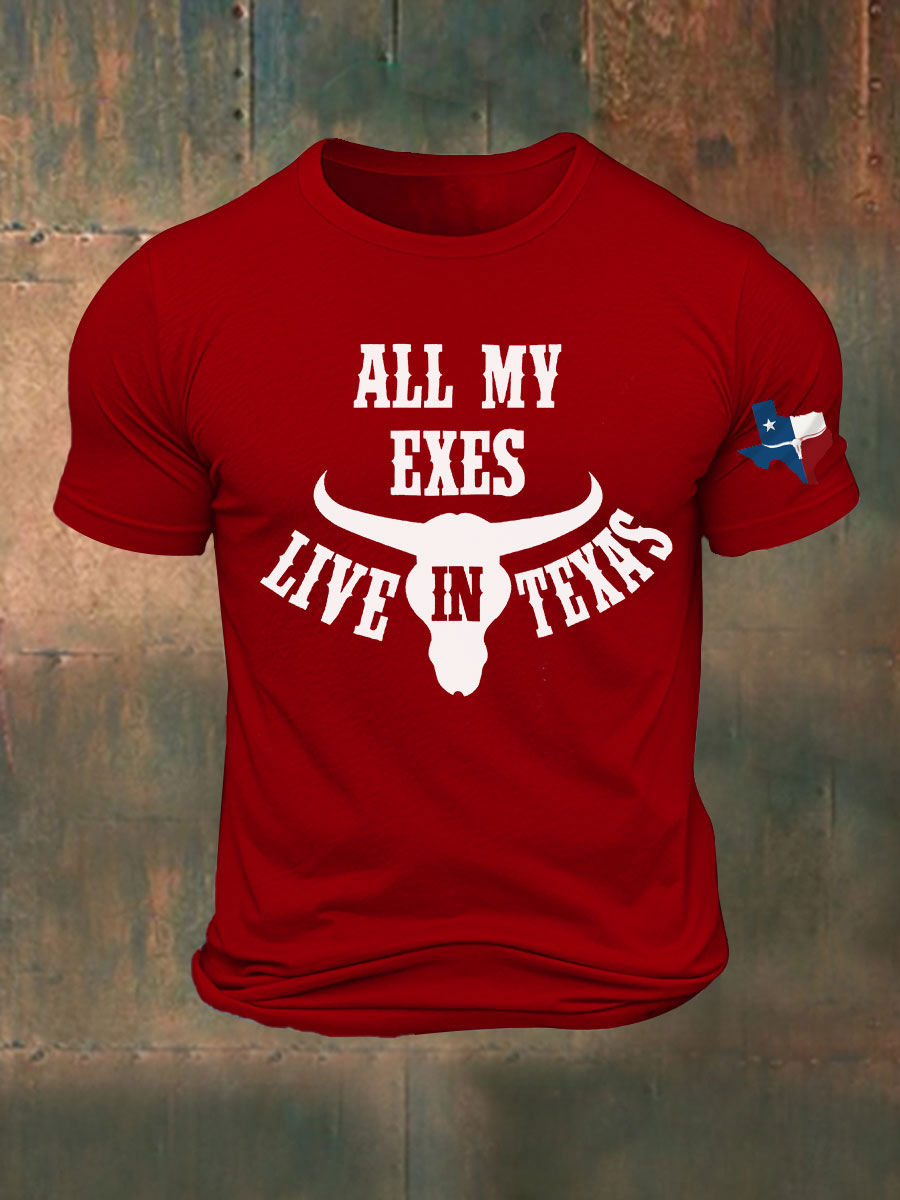 Men's All My Ex's Live In Texas Printed T-shirt