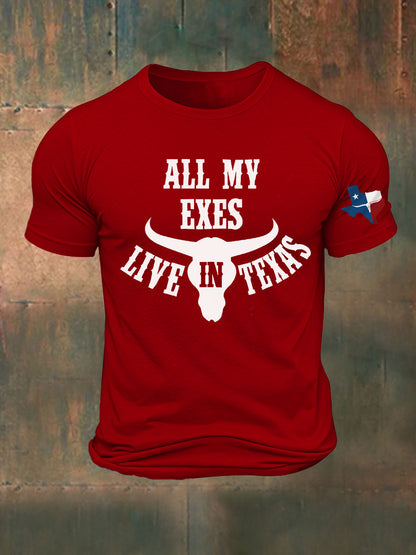 Men's All My Ex's Live In Texas Printed T-shirt