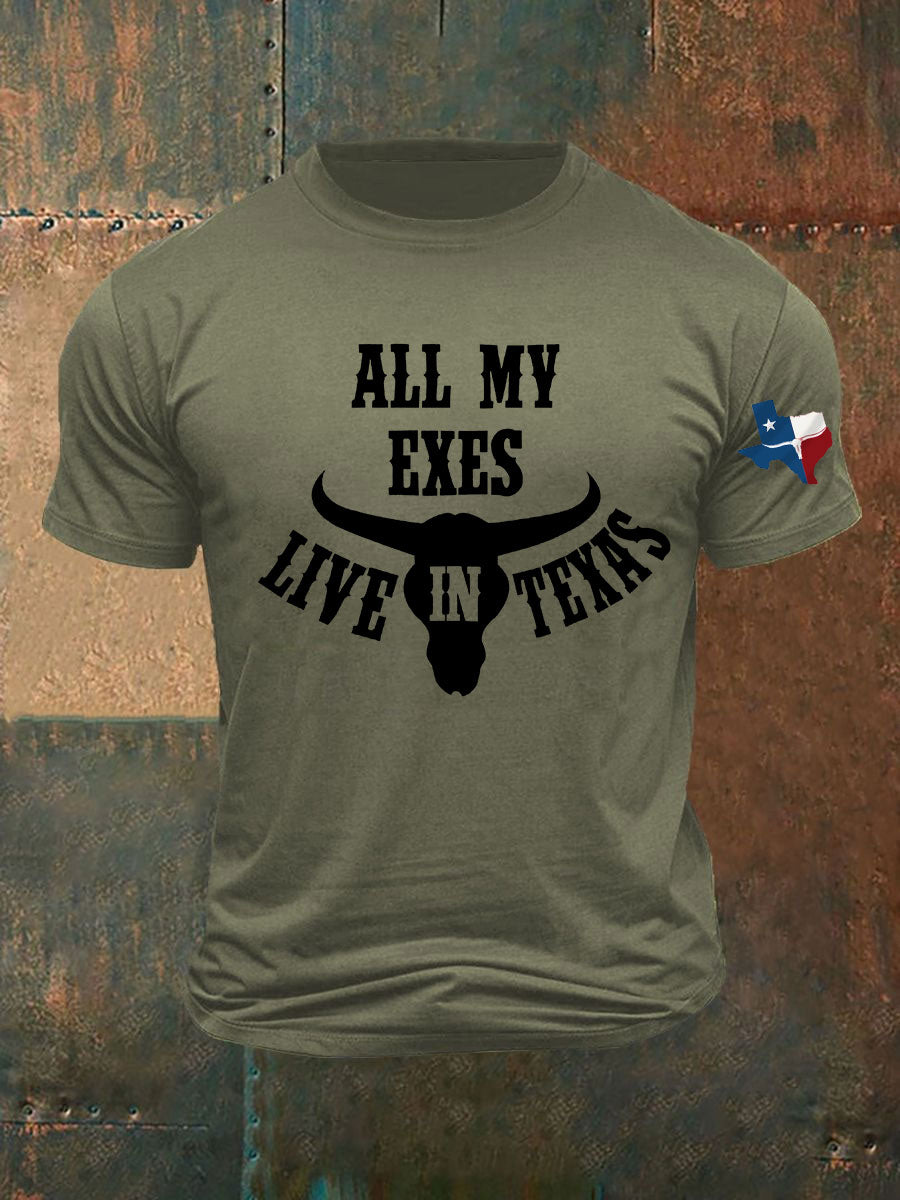 Men's All My Ex's Live In Texas Printed T-shirt