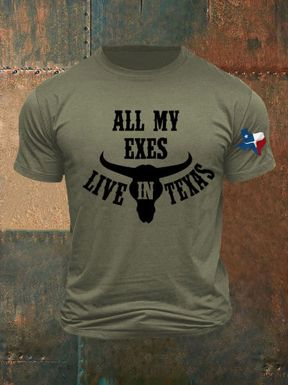 Men's All My Ex's Live In Texas Printed T-shirt