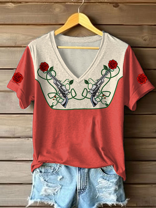 Women's Vintage Western Print Long Sleeve Shirt