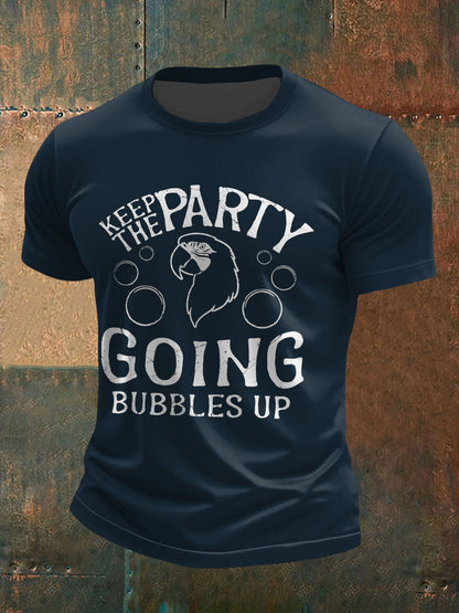 Men's Muscic Lover Parrot Keep The Party Going Printed T-shirt