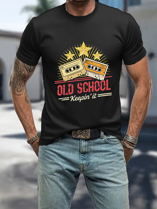Men's Music Imitation Cotton Short-Sleeved Printed T-shirt