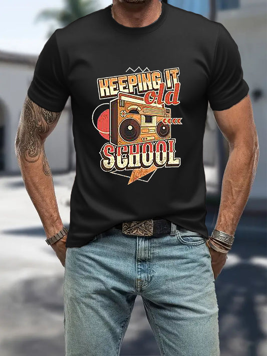 Men's Music Imitation Cotton Short-Sleeved Printed T-shirt