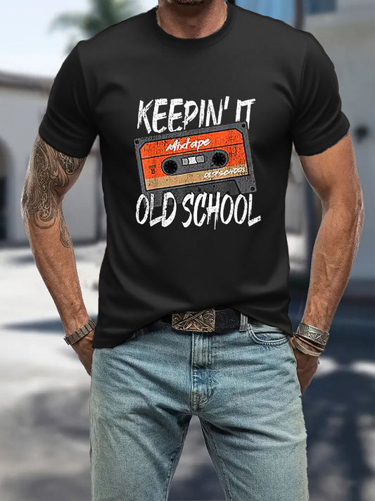 Men's Music Imitation Cotton Short-Sleeved Printed T-shirt