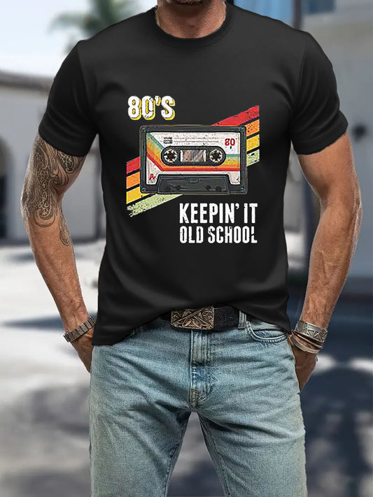 Men's Music Imitation Cotton Short-Sleeved Printed T-shirt
