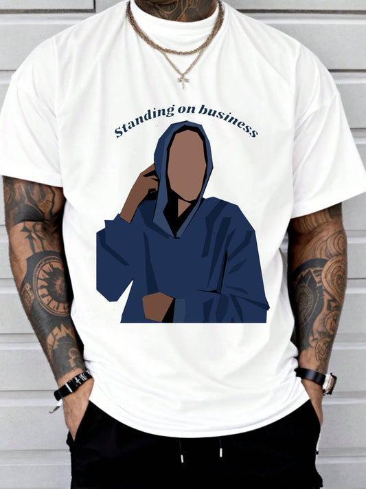 Men's Music Lover Funny Standing One Business Printed T-shirt