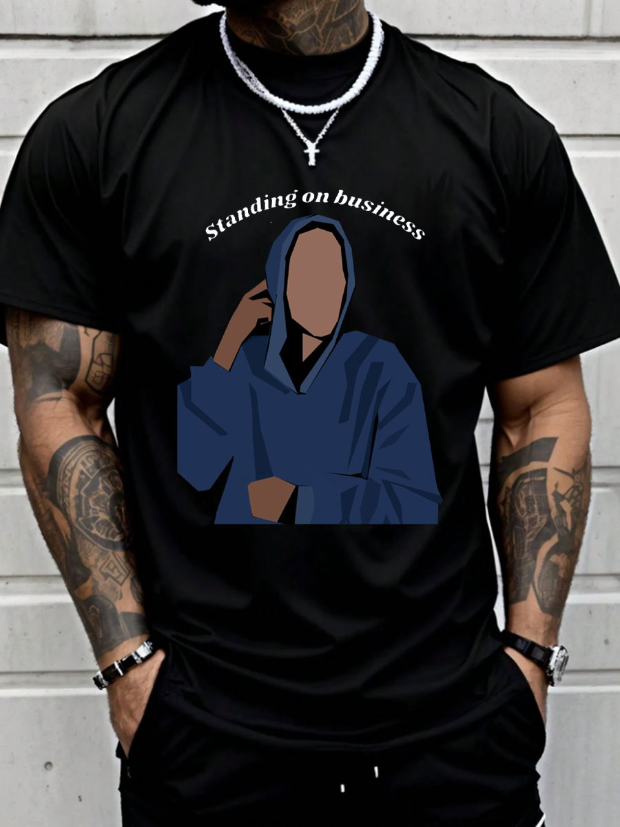 Men's Music Lover Funny Standing One Business Printed T-shirt