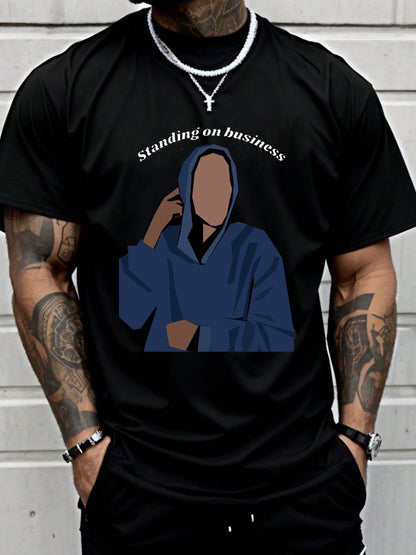 Men's Music Lover Funny Standing One Business Printed T-shirt