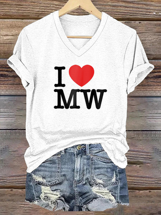Women's Wallen I Love MW Printed Short Sleeve T-Shirt