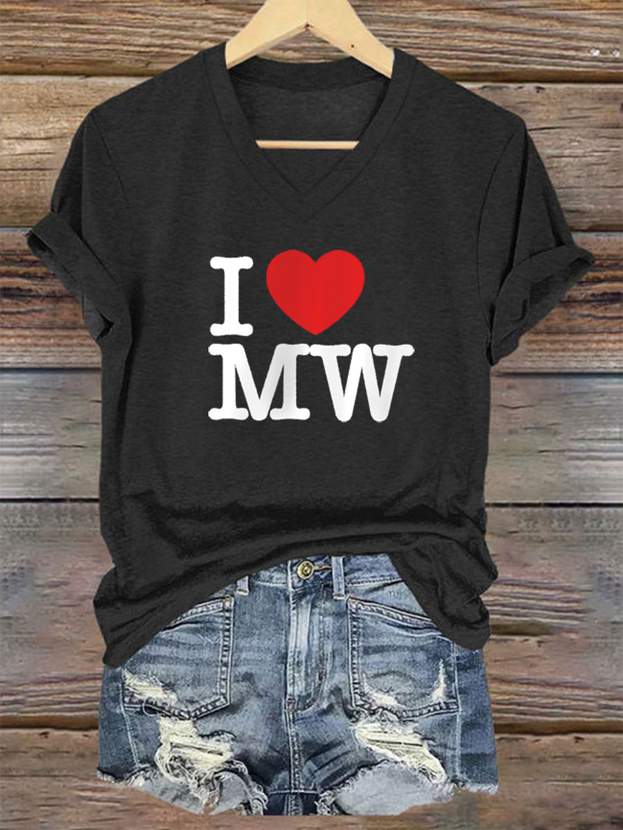 Women's Wallen I Love MW Printed Short Sleeve T-Shirt