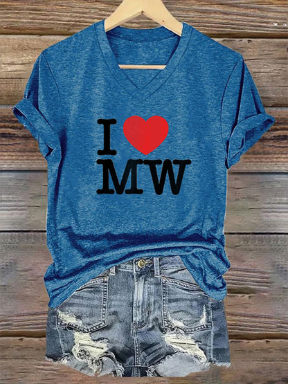 Women's Wallen I Love MW Printed Short Sleeve T-Shirt