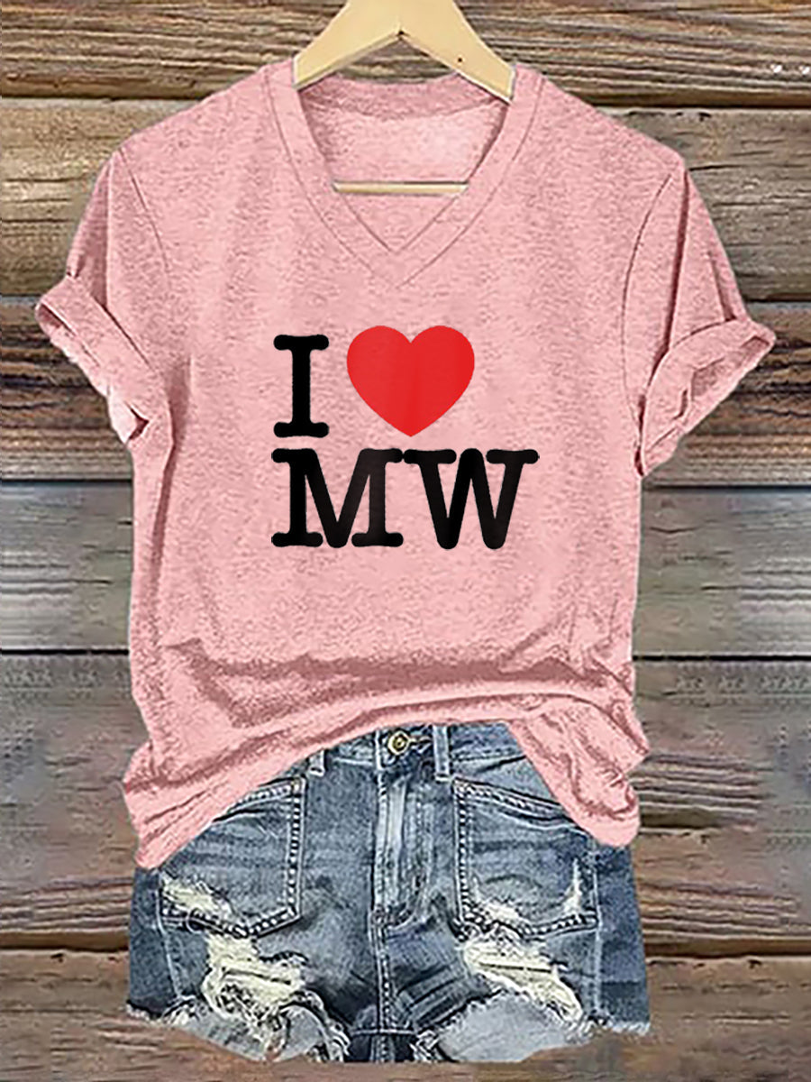 Women's Wallen I Love MW Printed Short Sleeve T-Shirt
