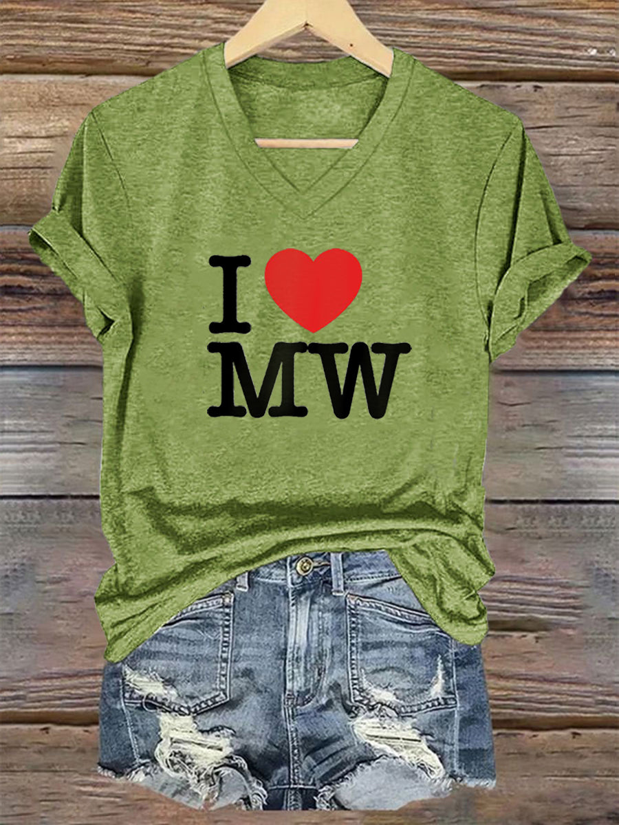 Women's Wallen I Love MW Printed Short Sleeve T-Shirt
