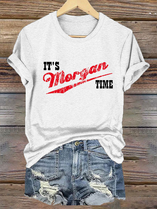 Women's It's Morgan Time Music Fan Printed Short Sleeve T-Shirt