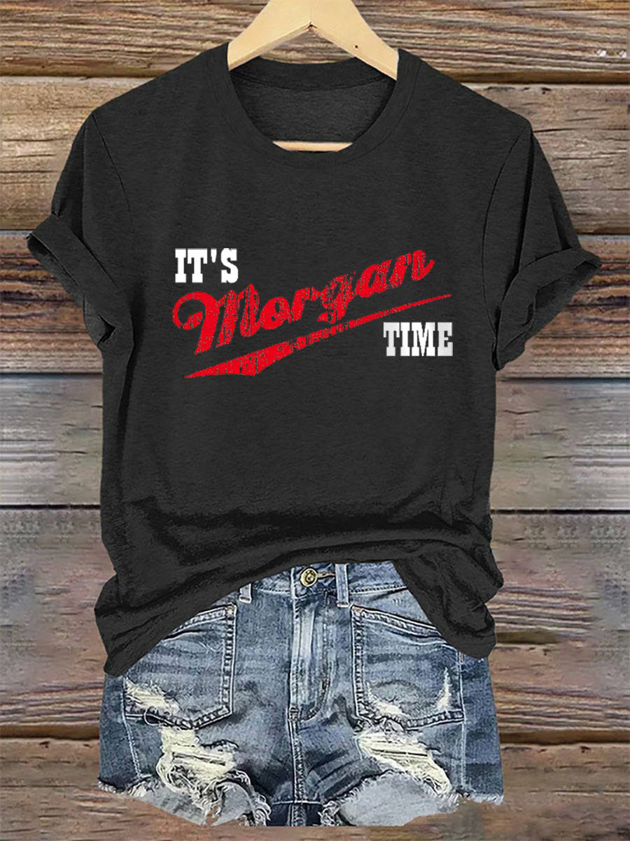 Women's It's Morgan Time Music Fan Printed Short Sleeve T-Shirt