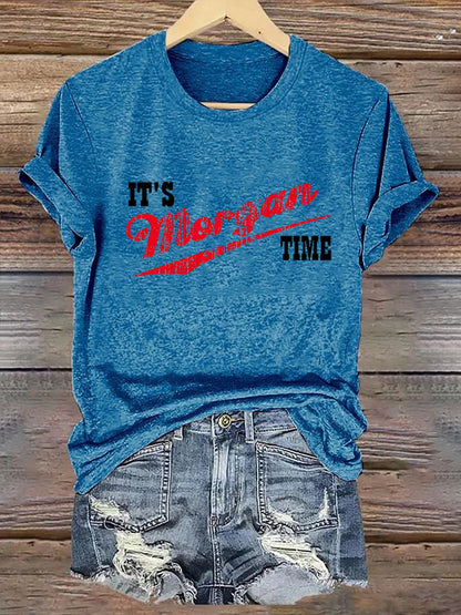 Women's It's Morgan Time Music Fan Printed Short Sleeve T-Shirt
