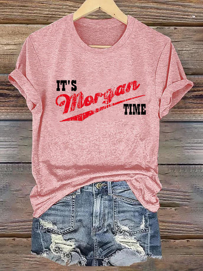 Women's It's Morgan Time Music Fan Printed Short Sleeve T-Shirt