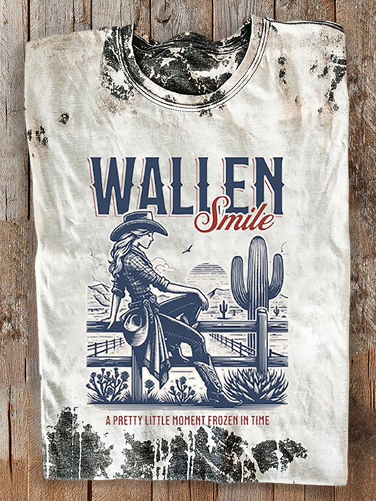 Women's Wallen Smile Printed Short Sleeve T-Shirt