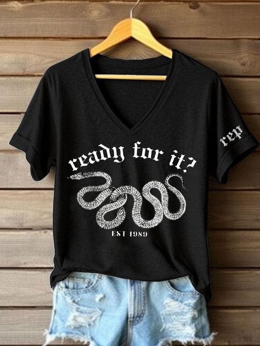 Women's Snake Album Ready For It? Printed T-shirt