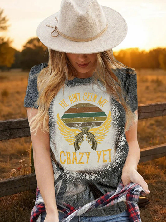 Women's Cowgirls Print Country Music Fan Short Sleeve T-Shirt
