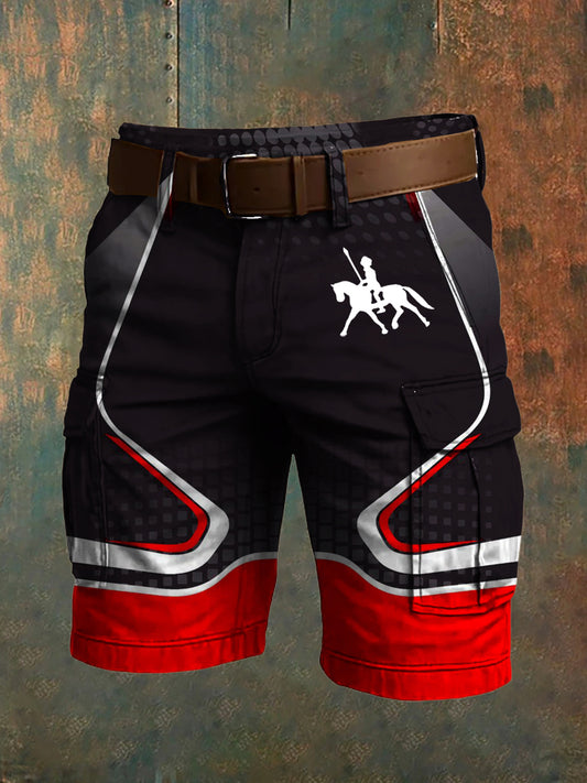 Men's Retro Vacation Business Art Print Casual Shorts