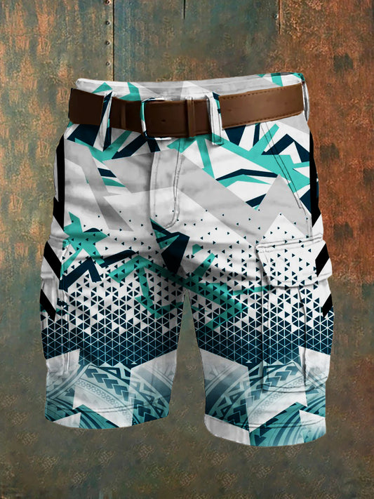 Men's Retro Vacation Business Art Print Casual Shorts