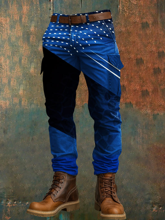Men's Retro Vacation Business Art Print Casual Workwear Trousers