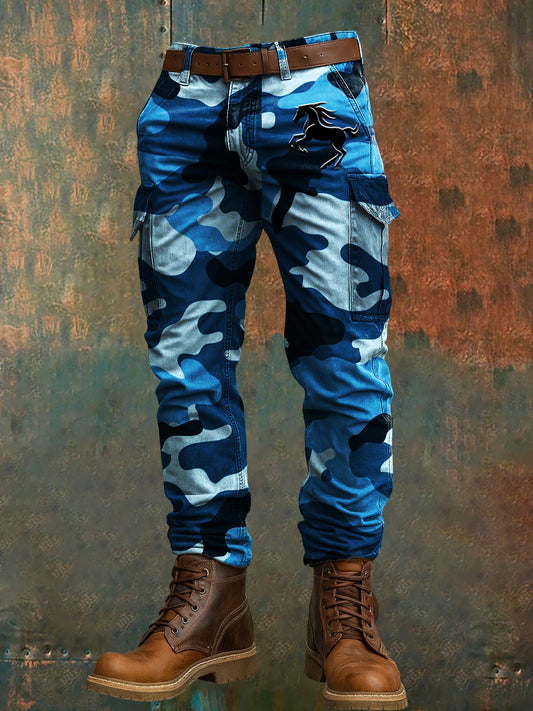 Men's Retro Vacation Business Art Print Casual Workwear Trousers