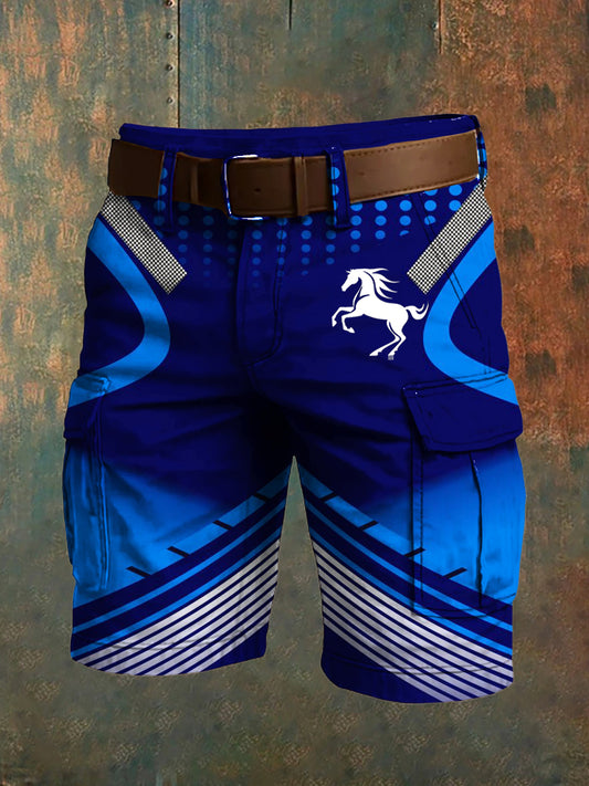 Men's Retro Vacation Business Art Print Casual Shorts