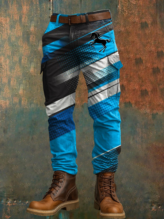 Men's Retro Vacation Business Art Print Casual Workwear Trousers