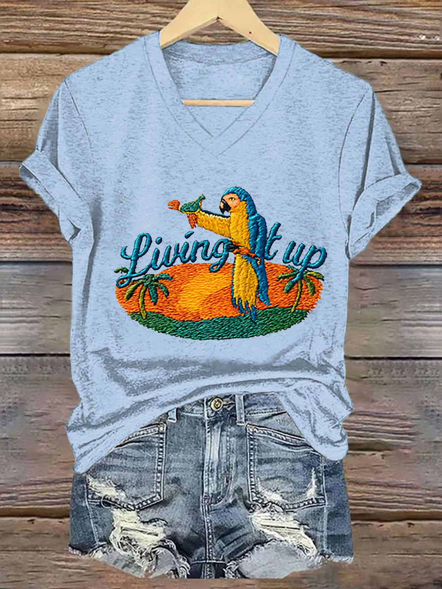 Women's Jimmy Buffett Day Living It Up Short Sleeve T-Shirt