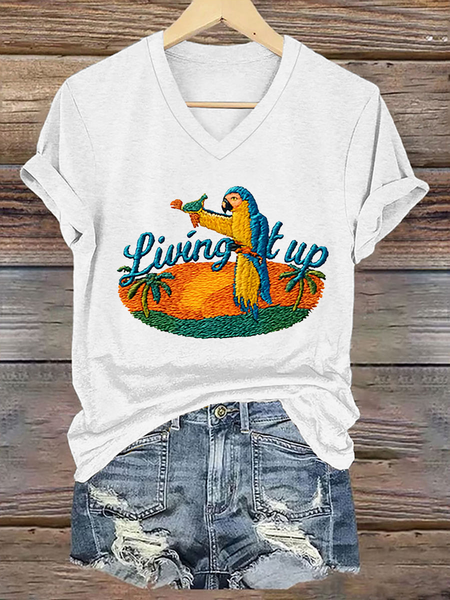 Women's Jimmy Buffett Day Living It Up Short Sleeve T-Shirt