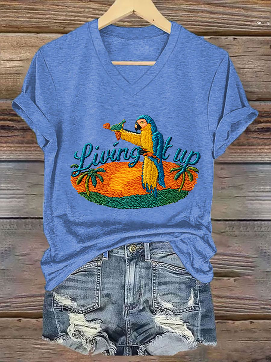 Women's Jimmy Buffett Day Living It Up Short Sleeve T-Shirt