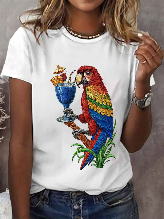 Women's Jimmy Buffett Day Retro Parrot Short Sleeve T-Shirt