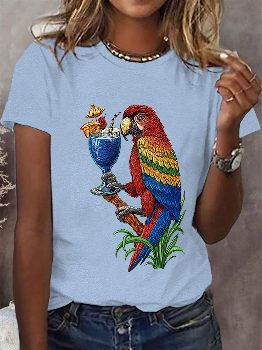 Women's Jimmy Buffett Day Retro Parrot Short Sleeve T-Shirt