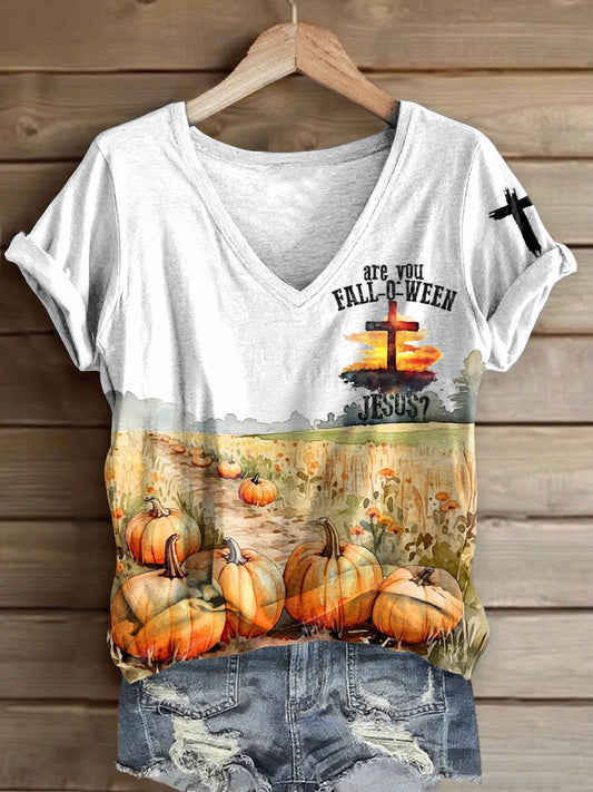 Women's Are You Fall-O-Ween Jesus Halloween Print T-shirt