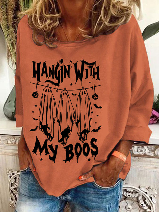 Women's Retro Funny Halloween Hangin With My Boos Sweatshirt