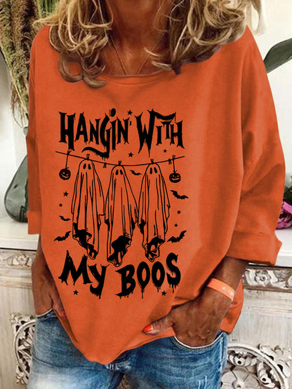 Women's Retro Funny Halloween Hangin With My Boos Sweatshirt