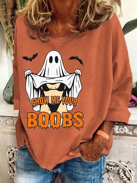 Women's Retro Funny Halloween Show Me Your Boobs Sweatshirt