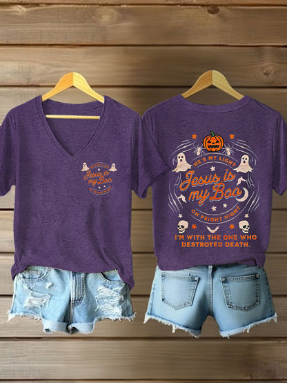 Women's Halloween Christian  Jesus Is My Boo Short Sleeve T-Shirt