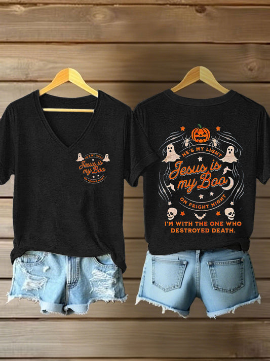 Women's Halloween Christian  Jesus Is My Boo Short Sleeve T-Shirt