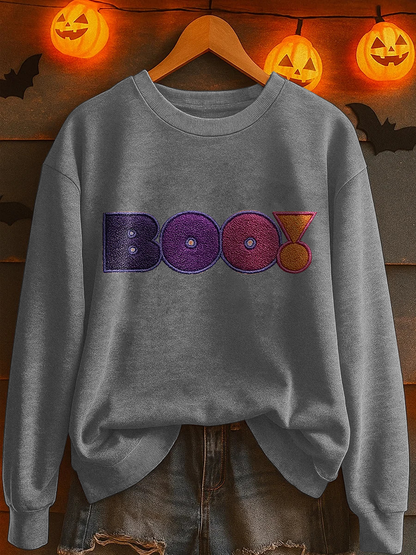 Women's Halloween Boo Print Casual Sweatshirt