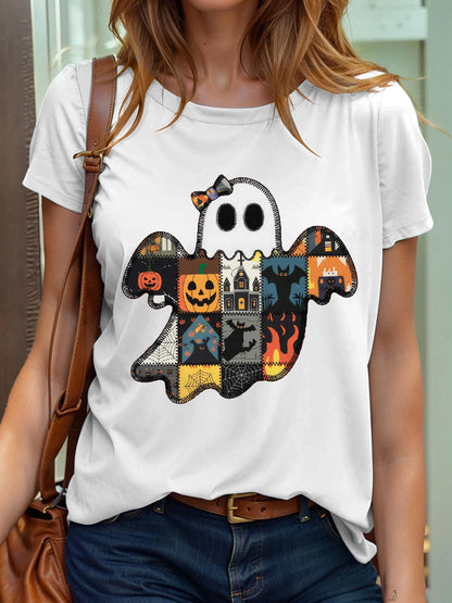 Women's Halloween Cute Ghost Print T-Shirt