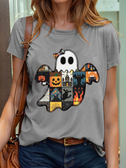 Women's Halloween Cute Ghost Print T-Shirt