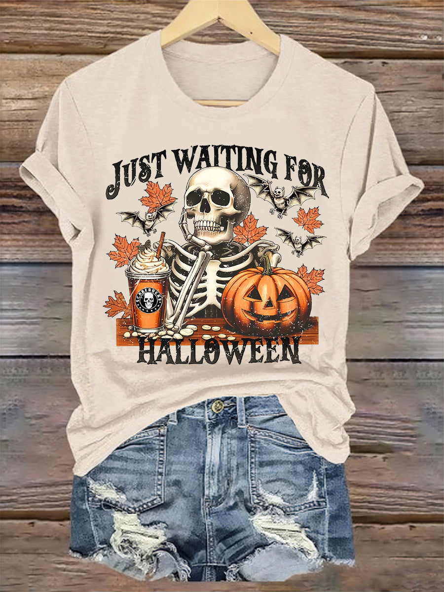 Women's Just Waiting for Halloween Print T-shirt