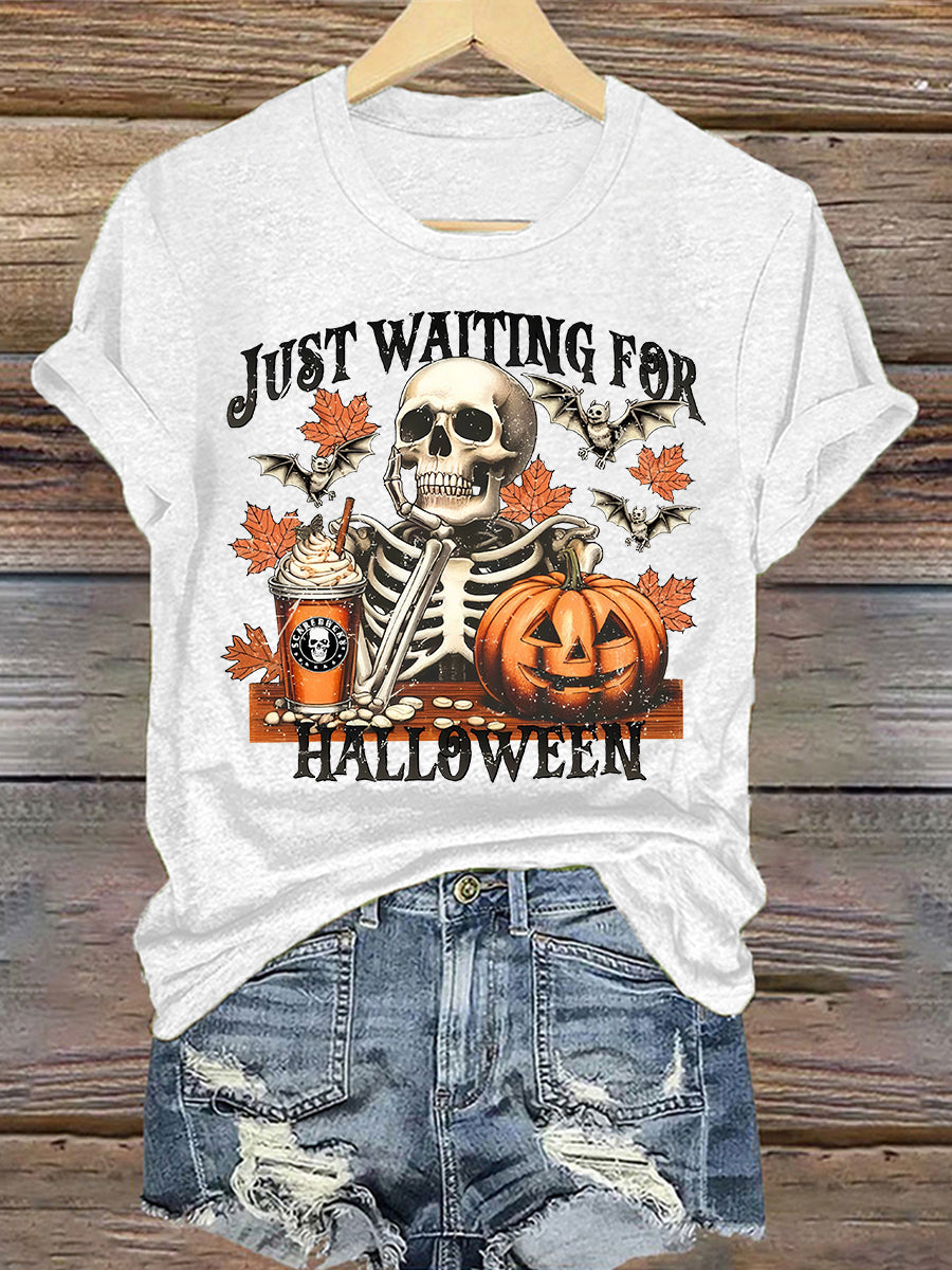 Women's Just Waiting for Halloween Print T-shirt